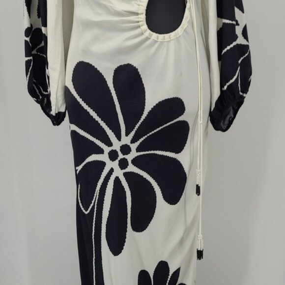 Anthropologie Farm Rio Palermo Elegant Floral Maxi Dress Black and White Size S - Picture 6 of 11